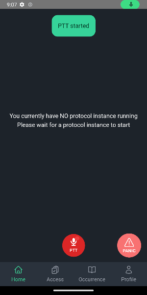 Vigil push-to-talk screen